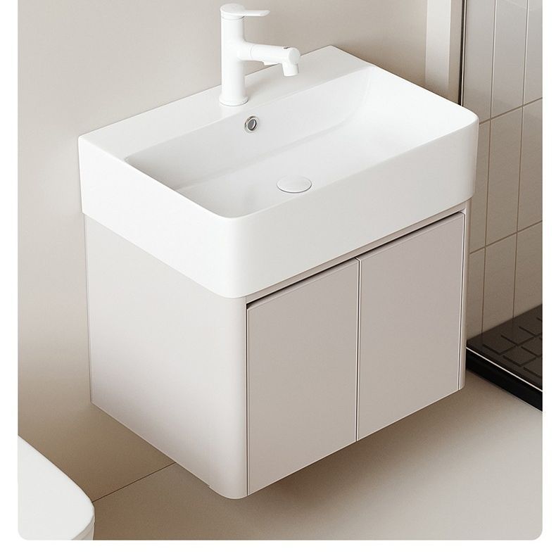 奶咖色浴室柜简易小户型加厚蜂窝铝陶瓷一体洗漱台洗手卫浴柜组合