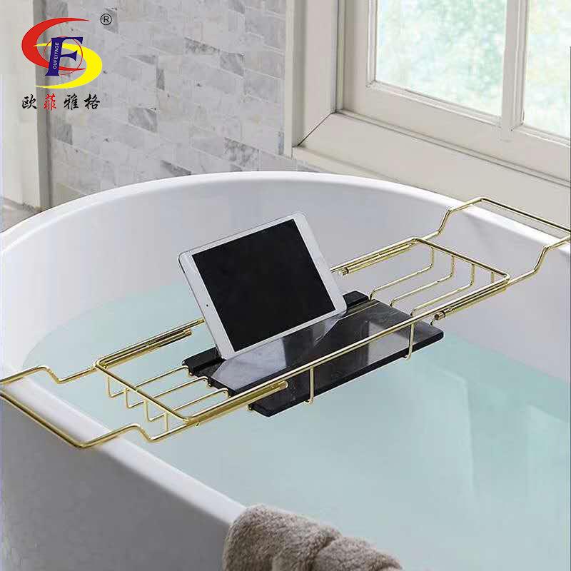 浴缸置物架伸缩卫生间泡澡架浴室轻奢多功能收纳架子手机可不锈钢