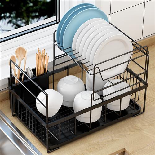 厨房碗碟沥水架水槽放碗盘筷子置物架家用碗橱柜多功能台面收纳盒
