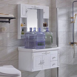 欧式PVC浴室柜组合洗脸盆洗手面盆柜卫浴洗漱台卫生间挂墙吊镜柜