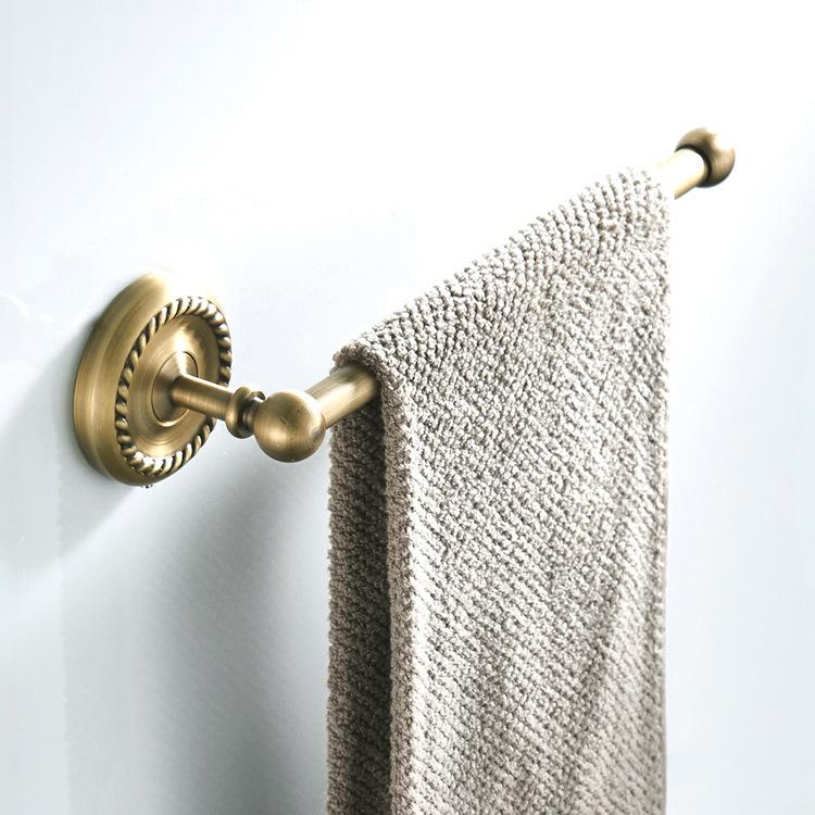仿古架毛巾铜免浴室挂全杆欧式卫生间单打孔五金挂件置物架复古衣
