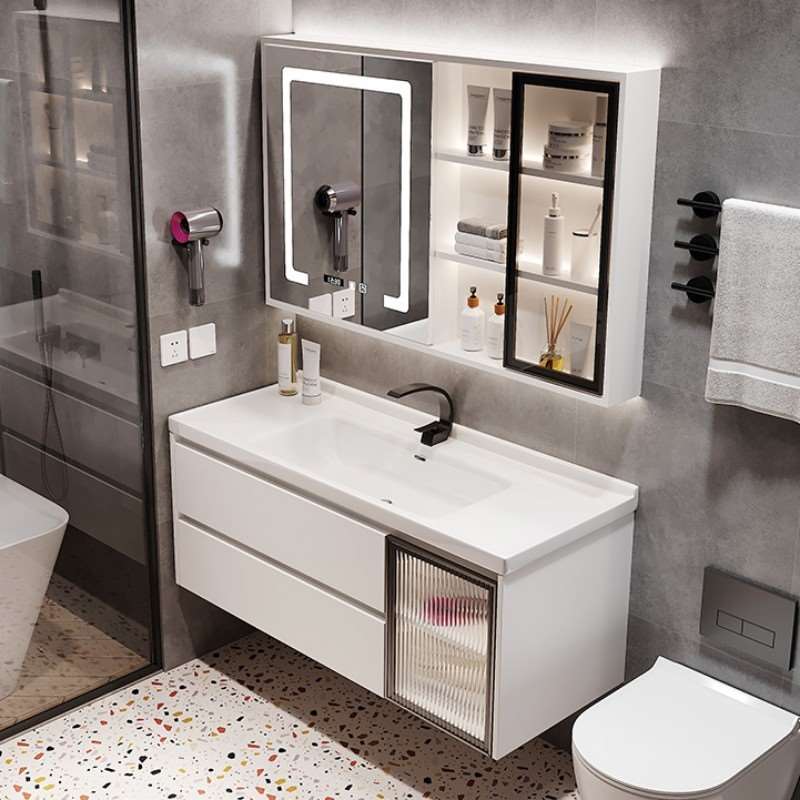 陶瓷一体盆浴室柜组合现代简约洗漱台卫生间洗手洗脸盆智能镜柜