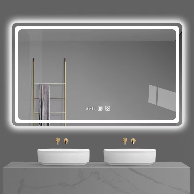 洗手间卫生间发光挂墙式卫浴镜防雾led浴室镜带灯 触摸屏智能镜子