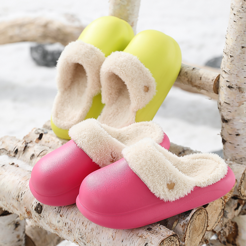 亚束棉拖鞋女士2023新款室内防水厚底加绒可拆卸防滑保暖拖鞋冬季