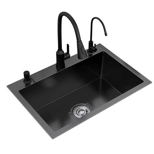 水槽单槽厨房洗菜盆不锈钢家用手工黑纳米洗菜池洗碗池淘菜盆套装