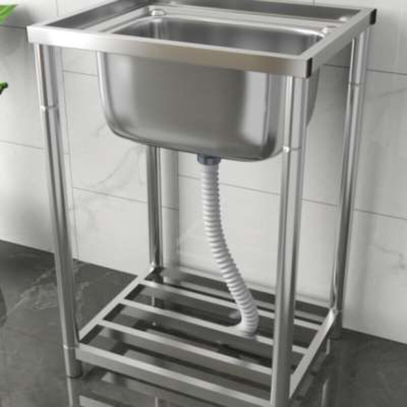 新款厨房304不锈钢水槽单盆双盆带支架移动落地洗碗池洗菜盆洗手