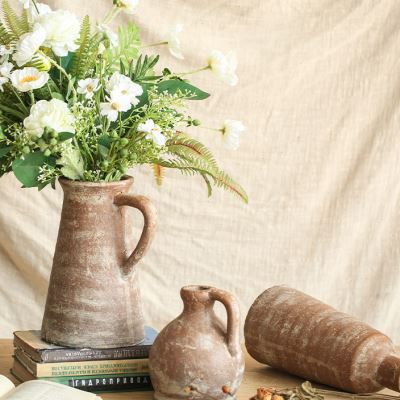 七茉法式复古陶瓷花瓶做旧花器乡村文艺陶罐摆件家居装饰品