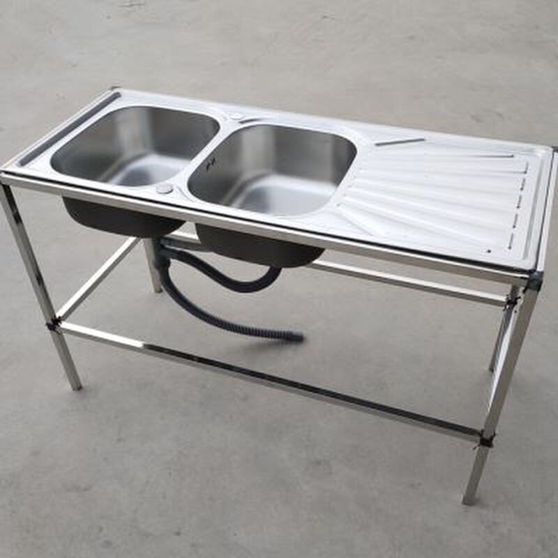 厨房不锈钢水槽带支架移动简易洗碗槽淘菜盆带平台一体洗菜池架子