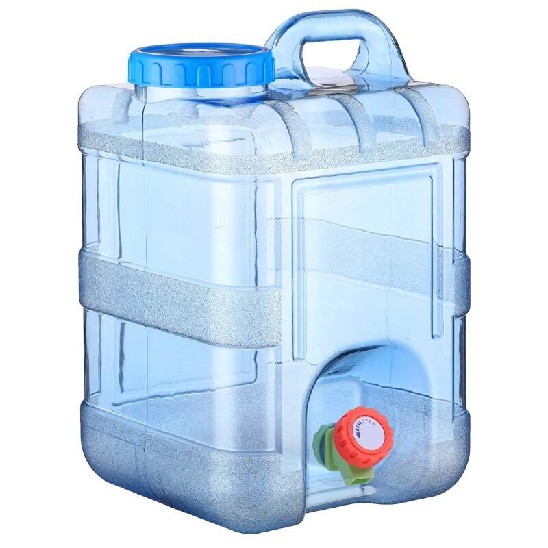 销15升L户外PC方形桶 带龙头车载自驾游家用带盖塑料储水桶纯净水