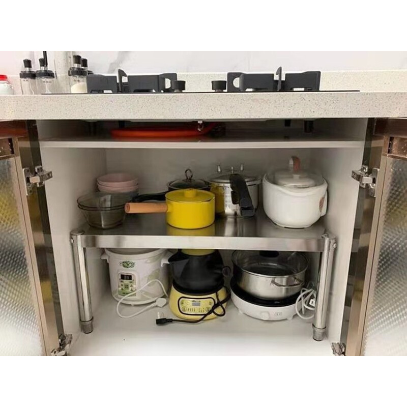 定制加厚不锈钢一隔层下水槽家用锅具烤箱厨房桌面置物架橱柜架子
