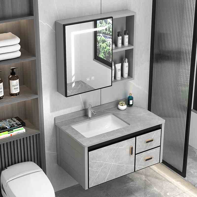 智能太空铝浴室柜组合现代卫生间洗脸盆简约一体陶瓷洗手池洗漱台