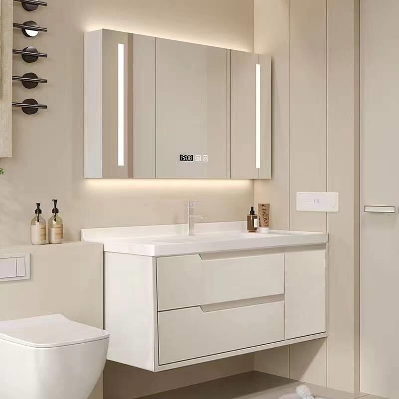 风岩板智能奶油陶瓷洗漱组合套装一体浴室柜卫生间洗手盆盆新品台