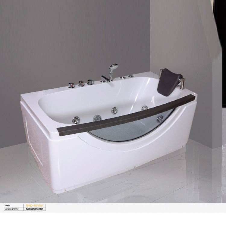 定制长方形家用按摩浴缸单人亚克力独立式现代浴缸冲浪玻璃浴缸15