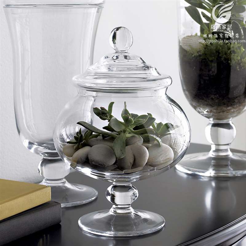 欧式储物罐透明玻璃展示糖果罐玻璃器皿卫浴收纳家居装饰品摆件