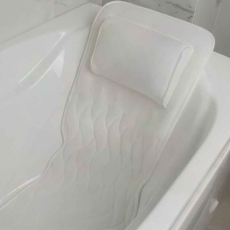 3D浴缸防滑垫靠背躺枕头强吸盘透气网可水洗儿童大人通用洗澡垫