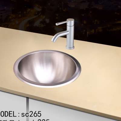 新款304不锈钢圆形迷你小水槽小单槽茶水间吧台阳台洗手盆厨房洗