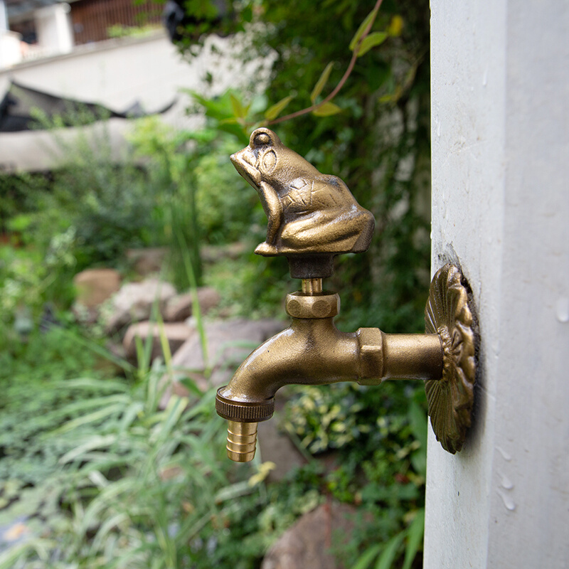 庭院动物青蛙水龙头全铜单冷户外阳台花园防冻防晒拖把洗衣机喷枪