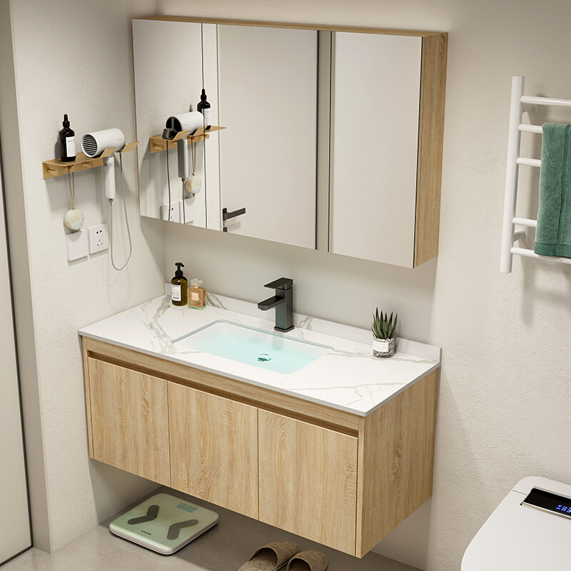 浴室柜组合岩板一体盆洗手池洗脸盆现代简约卫生间洗漱台2022新款