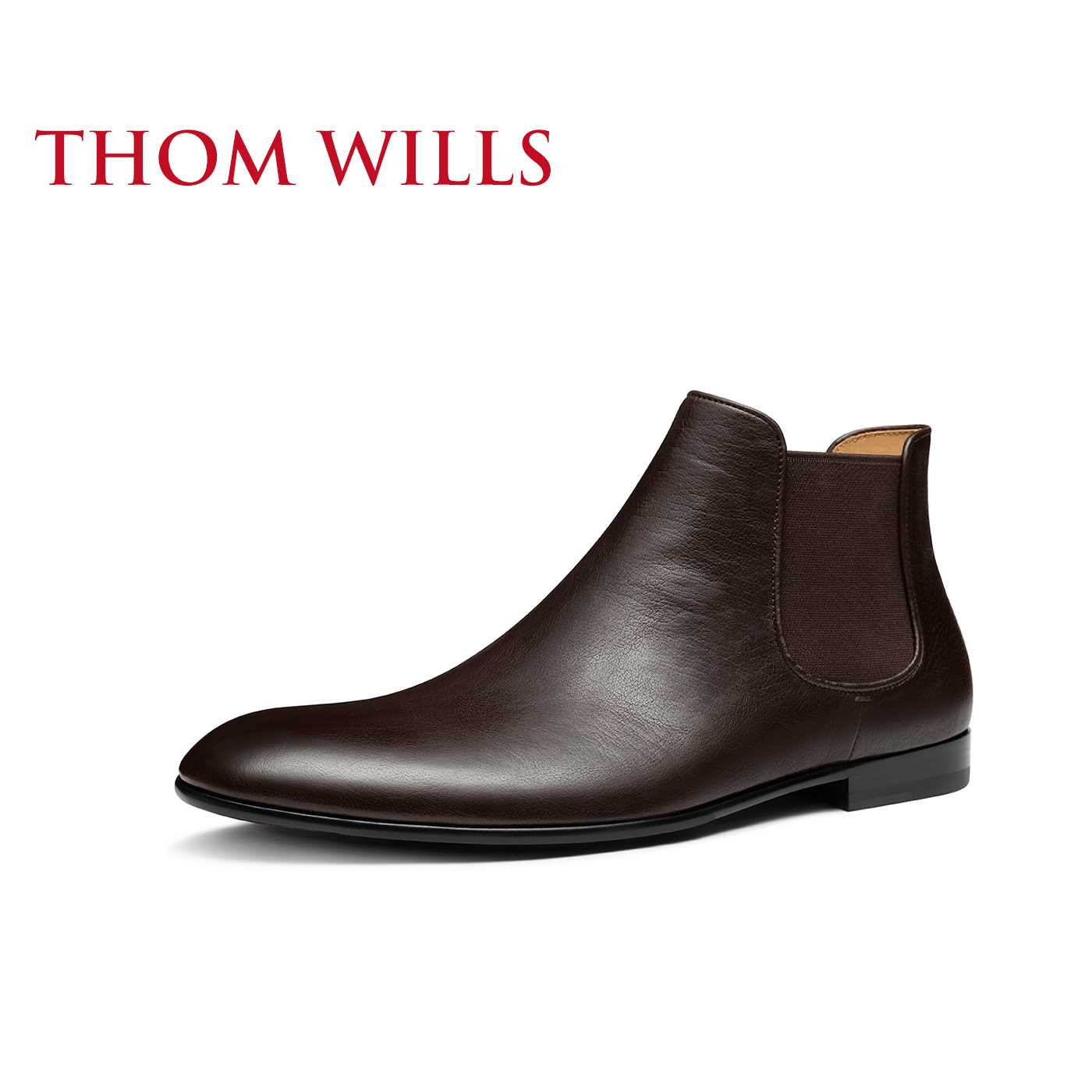 高档ThomWills切尔西靴男真皮商务男靴冬季英伦男鞋高帮皮鞋马丁