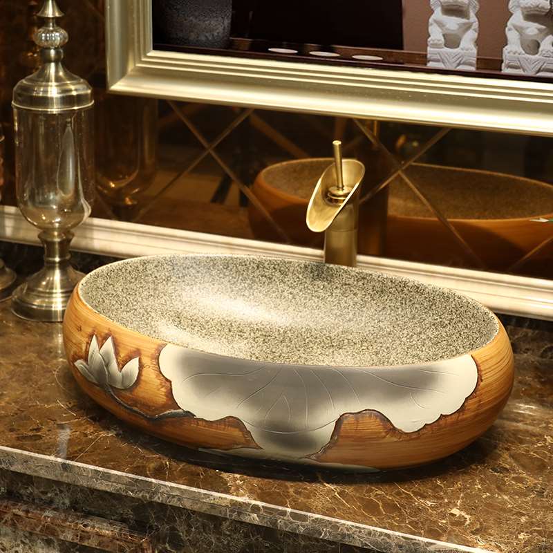 琅格齐复古艺术台上盆大尺寸中式陶瓷洗脸盆家用阳台台上洗手盆池