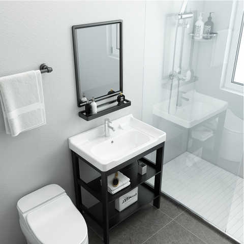 浴室柜组合落地式卫生间洗漱台小户型一体洗手台面盆池厕所洗脸盆