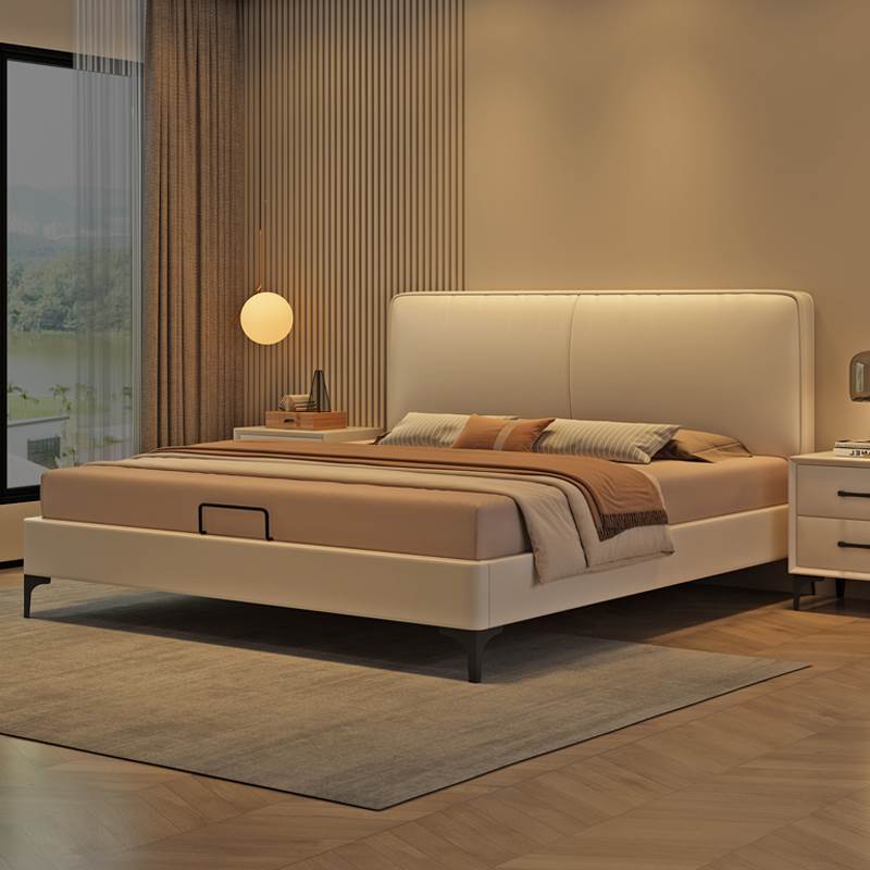 欧派官方意式极简双人床1.8米软包大床科技布主卧轻奢1.5米单人床