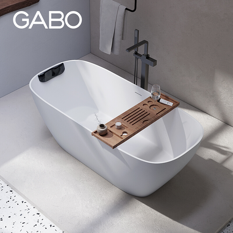 QC 设计款大R薄边长方形高分子人造石浴缸/GABO观博K8642