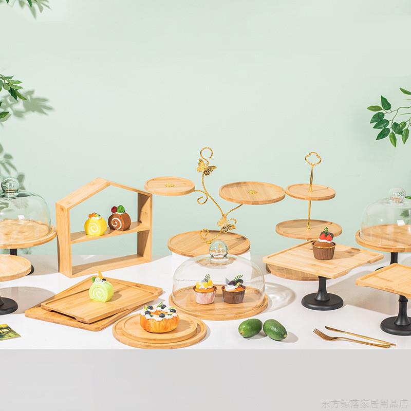 新中式甜品台摆件糕点摆盘订婚摆台点心架茶歇梅花展示架围炉冰茶