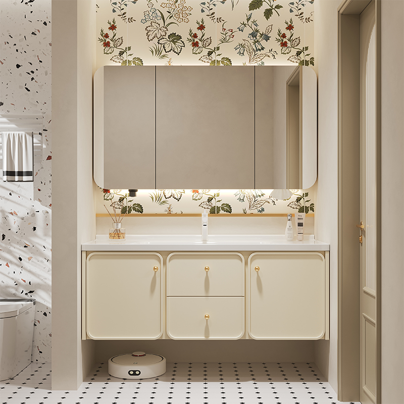美法式橡木烤漆浴室柜组合卫生间简约洗漱台洗手池洗脸盆卫浴柜套