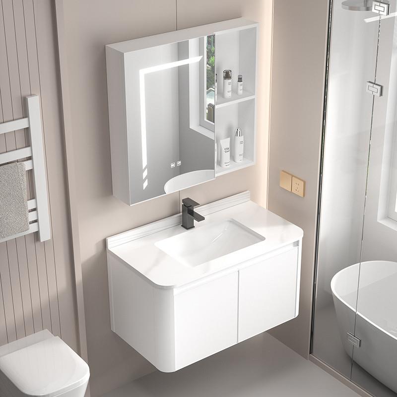 加厚铝合金岩板洗手洗脸柜组合卫生间卫浴陶瓷一体盆洗漱台浴室柜