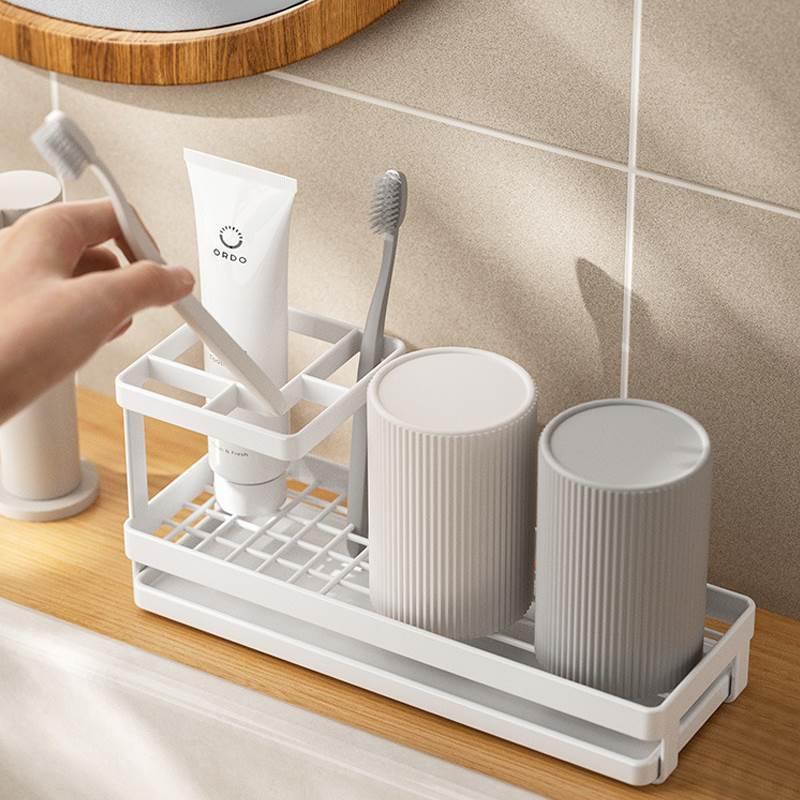 刷牙置物架杯子收纳洗漱台放牙刷支架牙杯架洗手间电动牙刷置物架