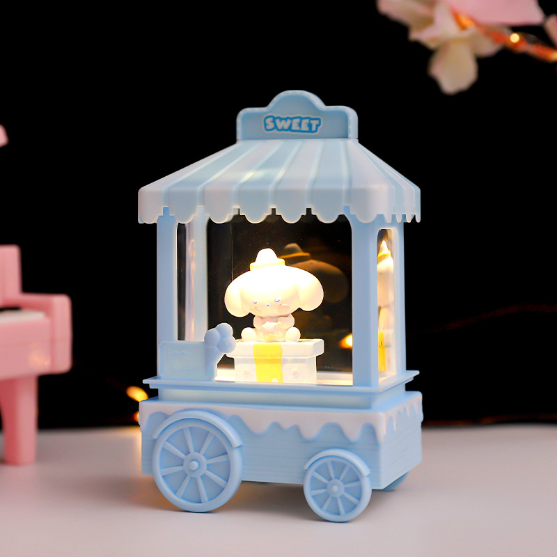 创意新款甜甜兔水晶风灯发光雪花水晶灯女生房间桌面装饰礼品摆件