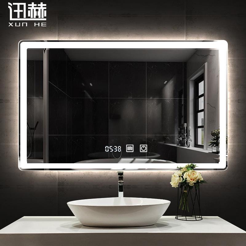 led洗手间浴室镜防除雾卫浴镜酒店卫生间方形发光智能镜子