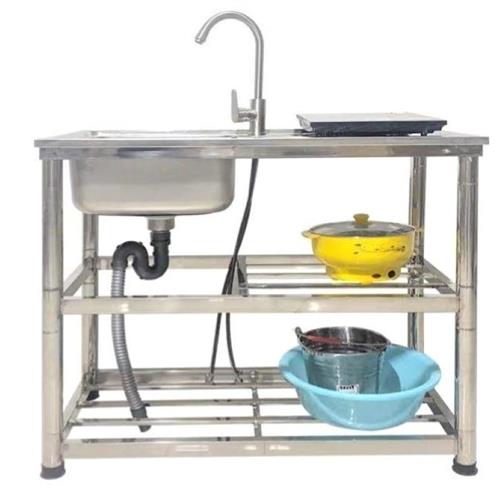 不锈钢水槽加厚单槽双槽家用商用洗菜池洗碗池砍骨平台一体带支架