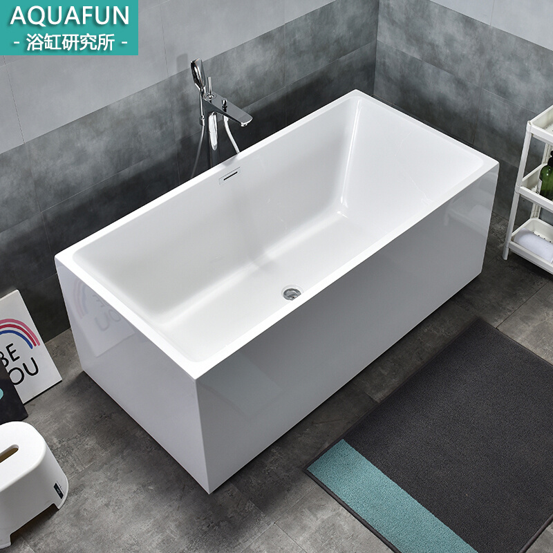 独立式亚克力浴缸家用成人简易方形浴盆小户型1.4-1.7米淋浴一体