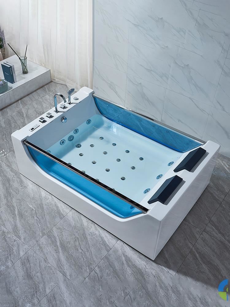 双人豪华浴盆情侣一体亚克力海景玻璃按摩浴缸智能恒温加热1.8米