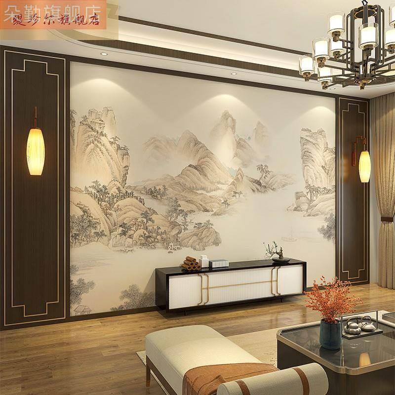 新中式电视背景墙木饰面装饰实木边框造型客厅沙发卧室集成护墙板