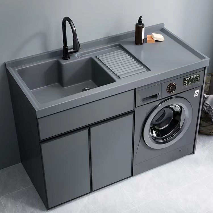 太空铝阳台洗衣机柜组合定制滚筒洗衣槽池台带搓板一体洗衣柜伴侣