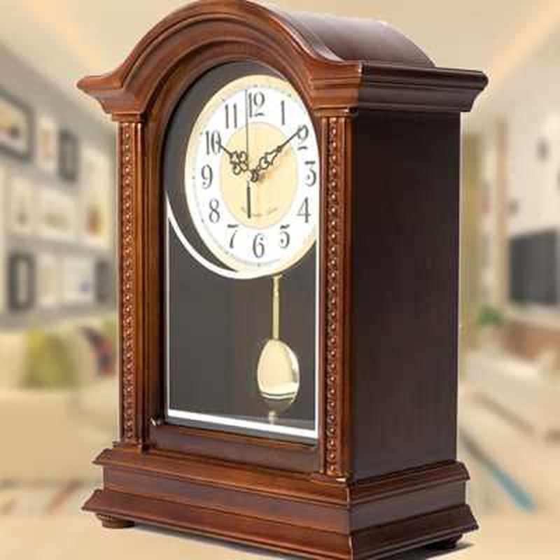 实木座钟客厅创意欧式大号复古台钟静音中式复古钟整点报时钟摆钟
