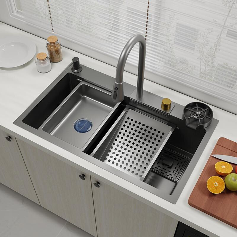 2023新款厨房水槽单槽洗菜盆304不锈钢飞雨水槽大单槽洗菜池洗碗