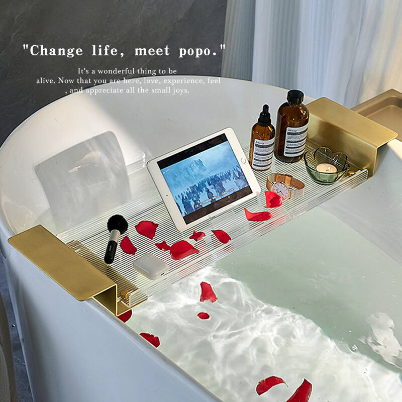 浴缸置物架边几伸缩浴室淋浴间泡澡架多功能高级透明亚克力置物板
