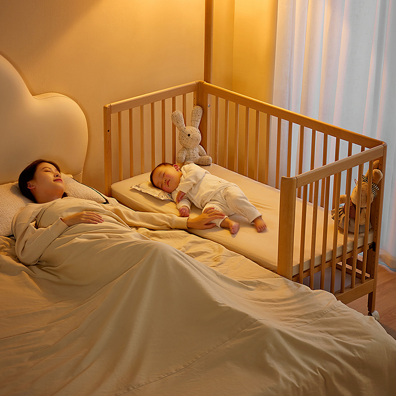 全友家居实木婴儿床边加宽拼接宝宝床可升降主卧加儿童床DX111001