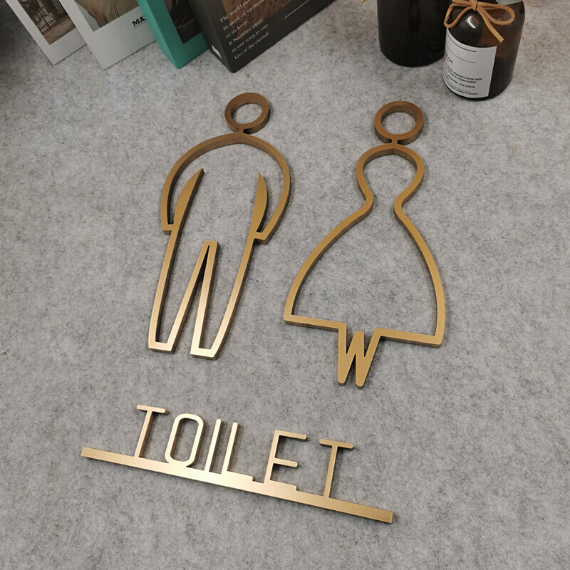亚克力金色烤漆立体字洗手间卫生间厕所WC门牌贴提示指示牌标识