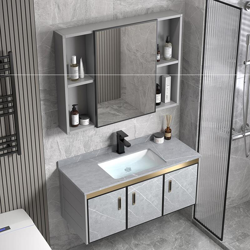 小型洗手台盆一体悬空轻奢浴室柜高端洗脸盆柜组合2021新款卫生间