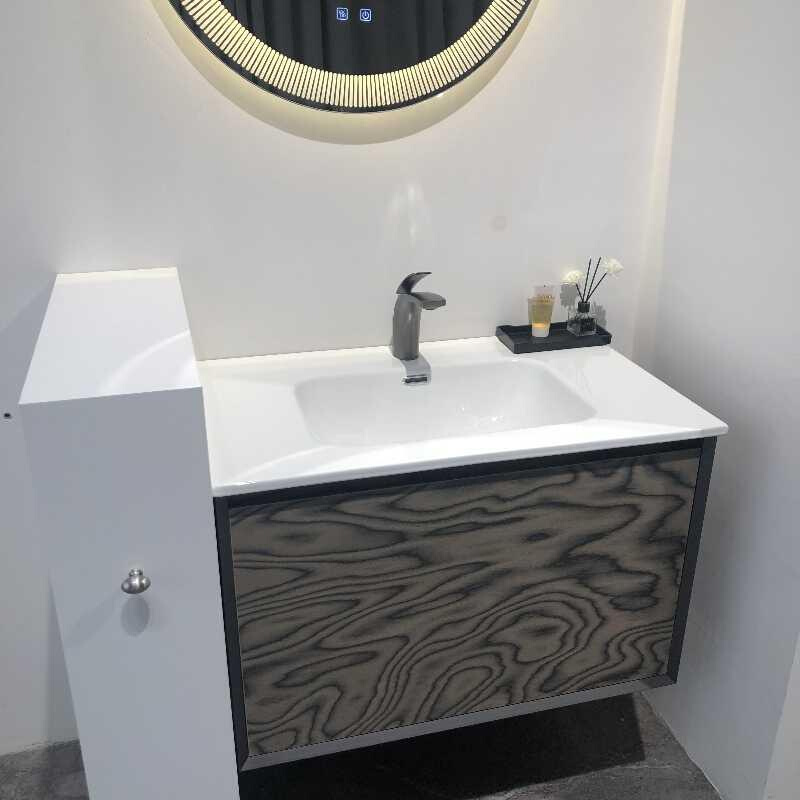 Tomi高端卫浴高品质亮光哑光陶瓷一体盆浴室柜半墙拉篮柜洗手台柜