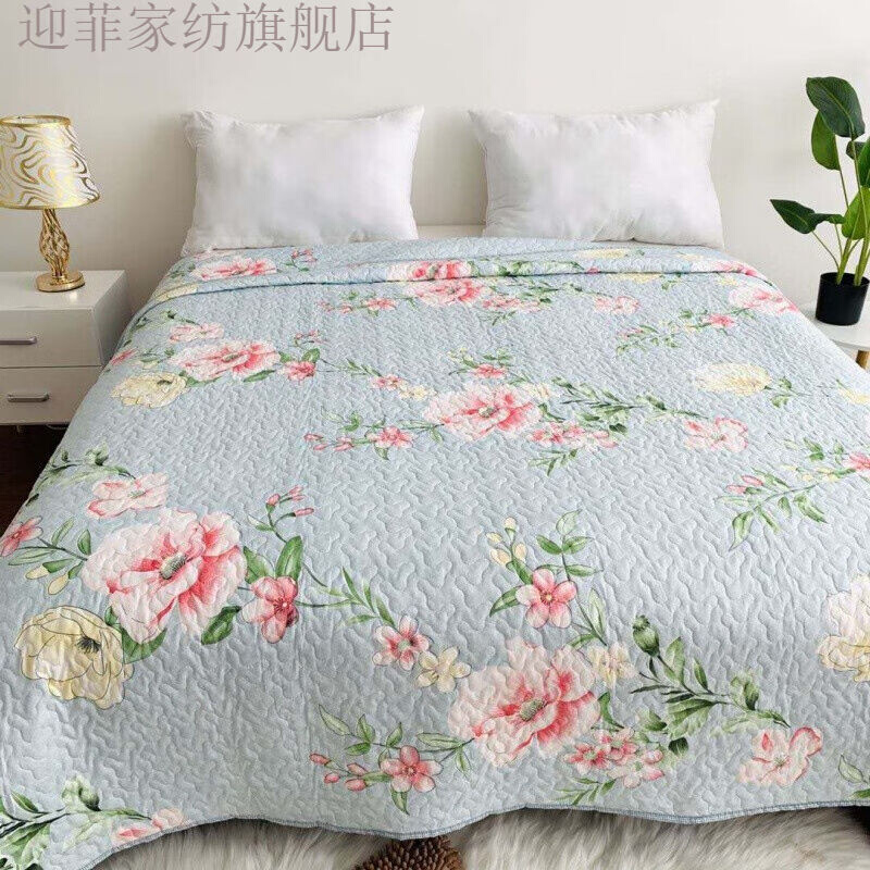 新品床盖四季美式铺床绗缝田园花卉单件空调被床单床罩垫榻榻米夹