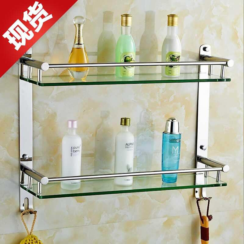 浴室304不锈钢镜前置物架 洗澡卫生间淋浴房双层玻璃◆新品◆架子