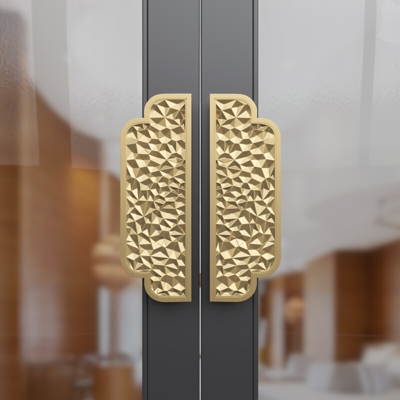 新中式仿古大门拉手客房门玻璃门木门把手简约方型明装钛金门扶手
