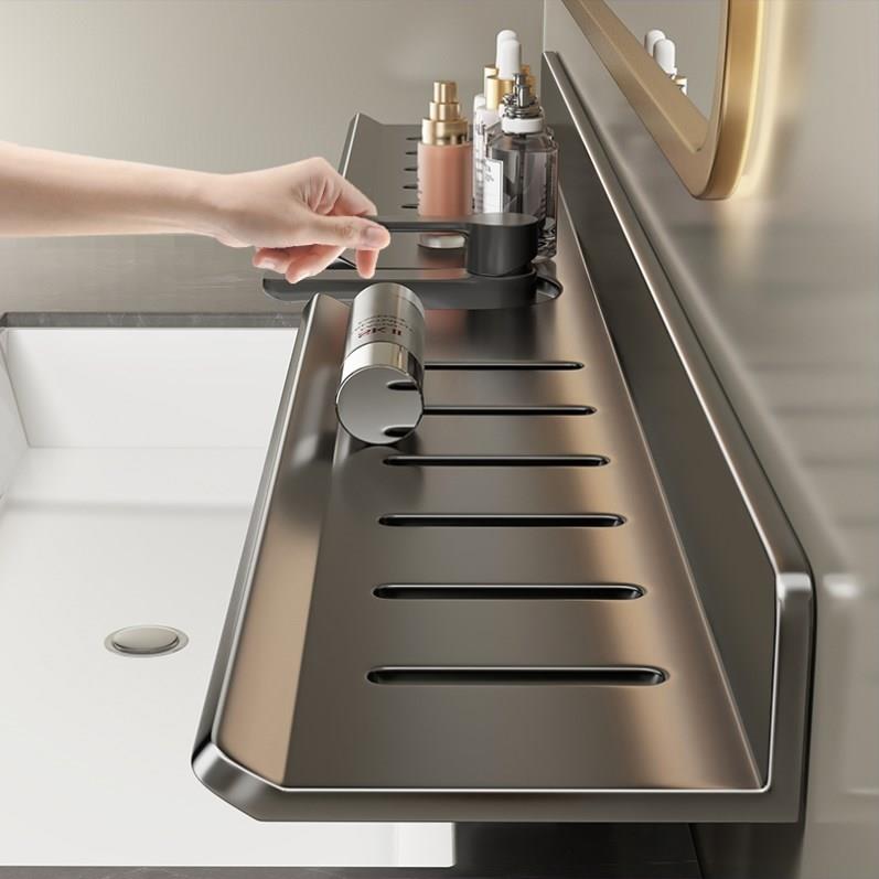日本MUJIE镜前卫生间置物架厕所水龙头洗手台盆洗漱台壁挂免打孔