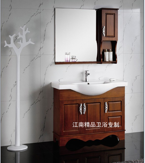 速发欧式美式橡木浴室柜组合实木浴柜洗脸盆柜组合洗手盆组合XM81